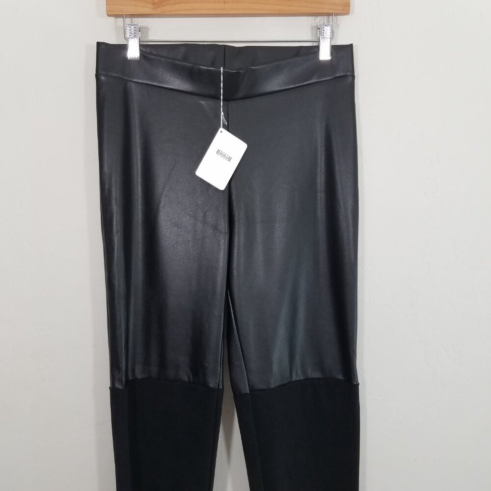 NWT Wolford Cherilyn Faux Leather/Suede Legging Black Size 12 - Picture 3 of 7